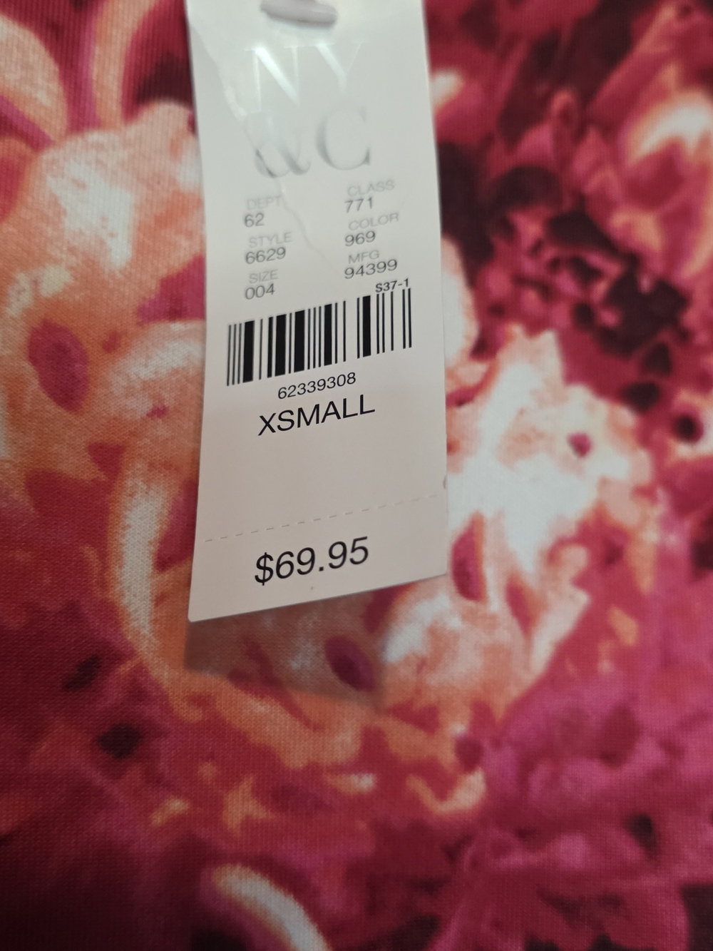 New York & Company Burgundy Midi Dress with Pink Floral Print - Picture 4 of 4